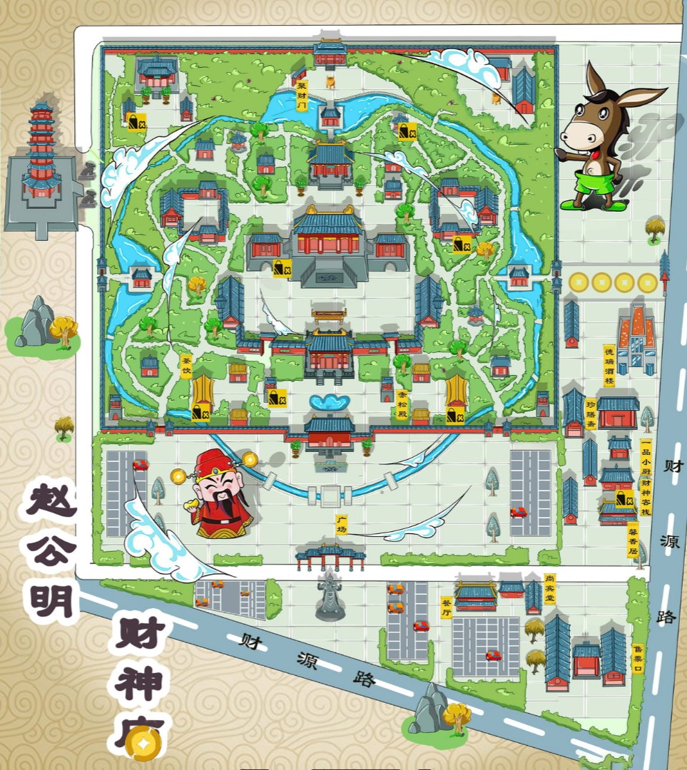榆林寺庙类手绘地图